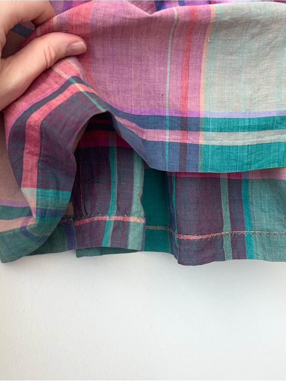 Ralph Lauren Madras Plaid Midi Skirt Sz 4 Hand Woven Rainbow 80s Blue Label - Picture 8 of 15